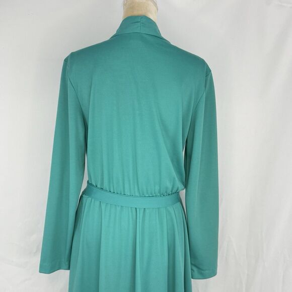 Antthony Richards Women Green Midi Dress V Neck Tie Waist Size 12 Vintage - Picture 16 of 16